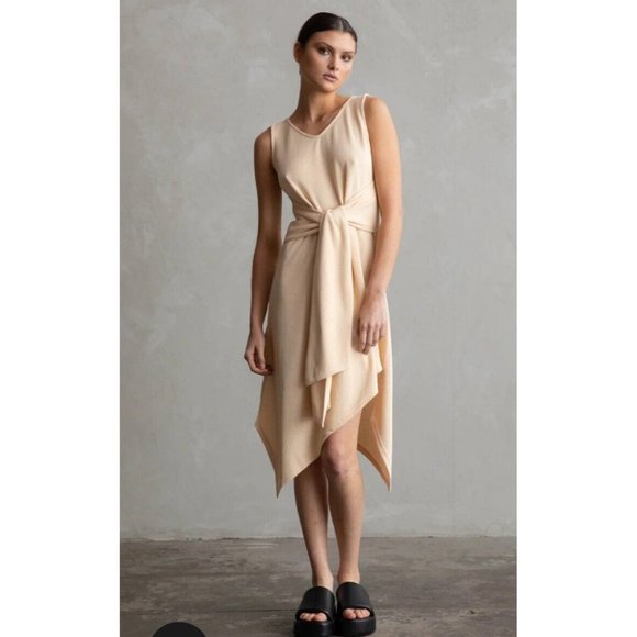 Cazinc Dresses & Skirts - CAZINC montana t-shirt dress women's size 10 cream ribbed tie waist BNWT $239